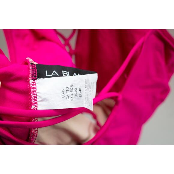 EUC La Blanca One-Piece Swimsuit Strappy Tummy Control Pink Size 16 Retail $119 - Picture 3 of 7